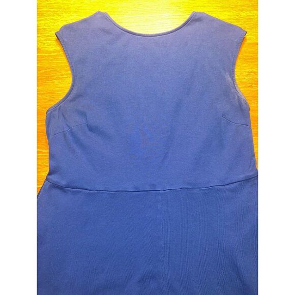 Sleeveless Blue A-Line Dress With Lace-Up Back Design - Picture 3 of 5